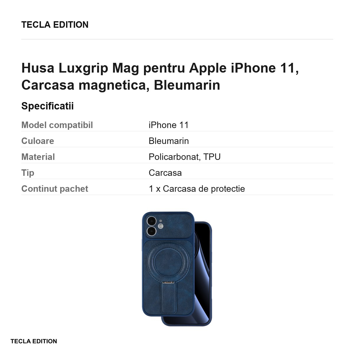 Husa Luxgrip Mag pentru Apple iPhone 11, Carcasa magnetica, Bleumarin [3]