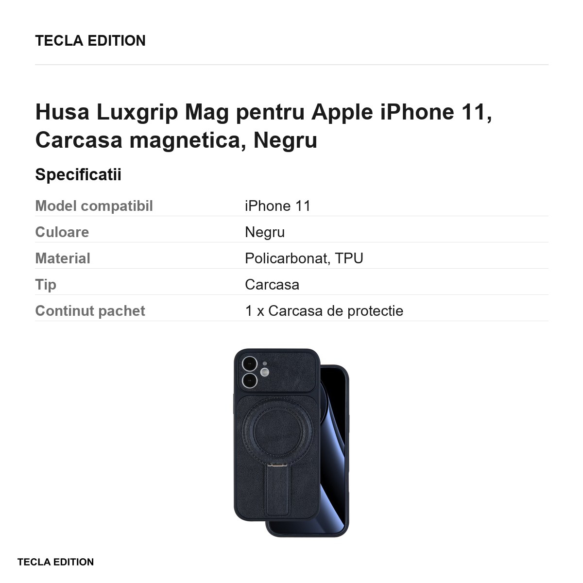 Husa Luxgrip Mag pentru Apple iPhone 11, Carcasa magnetica, Negru [3]
