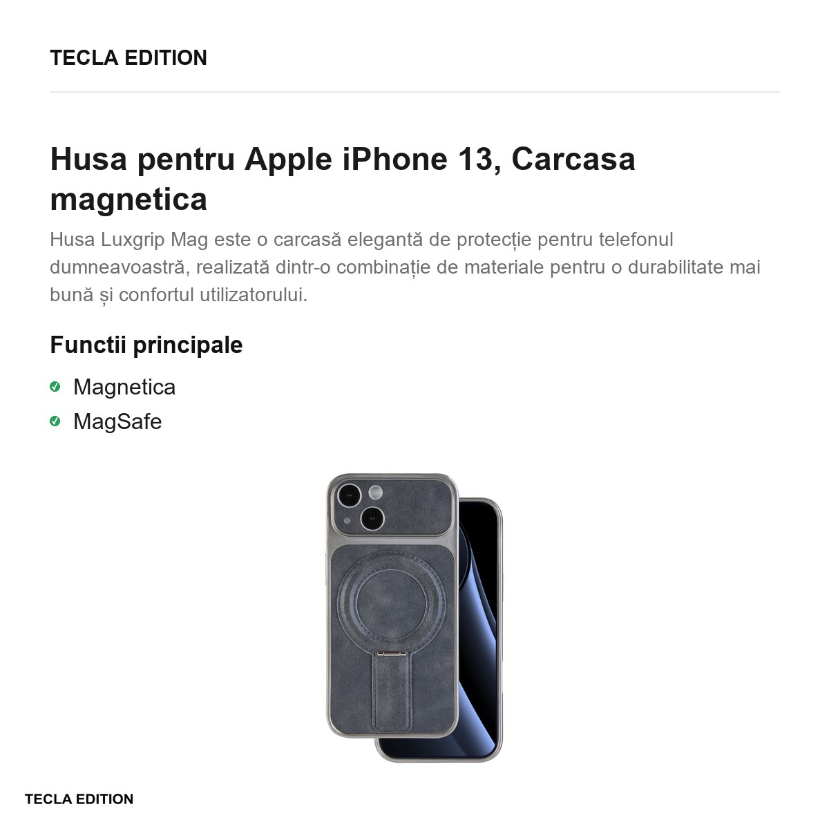 Husa Luxgrip Mag pentru Apple iPhone 13, Carcasa magnetica, Gri [3]