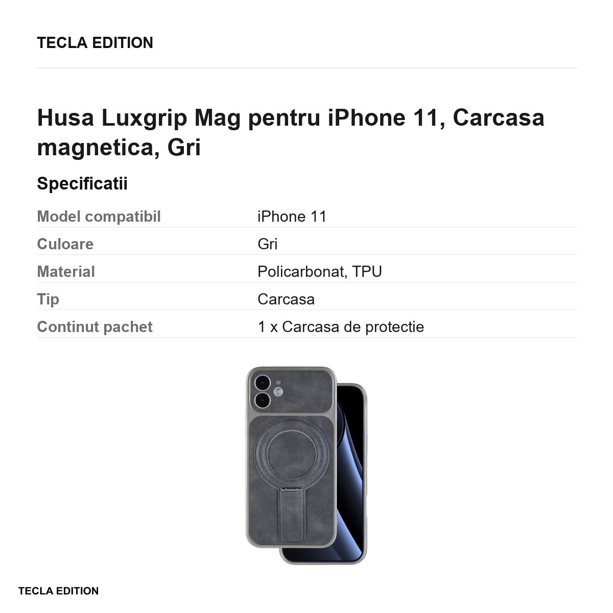 Husa Luxgrip Mag pentru iPhone 11, Carcasa magnetica, Gri [3]