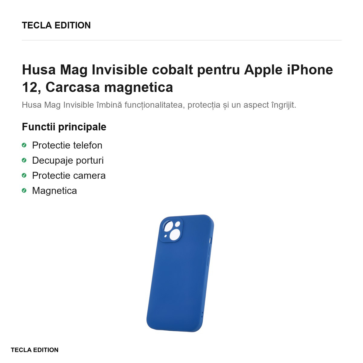 Husa Mag Invisible cobalt pentru Apple iPhone 12, Carcasa magnetica [2]