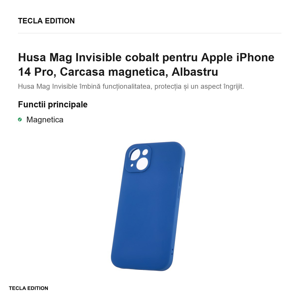 Husa Mag Invisible cobalt pentru Apple iPhone 14 Pro, Carcasa magnetica, Albastru [2]