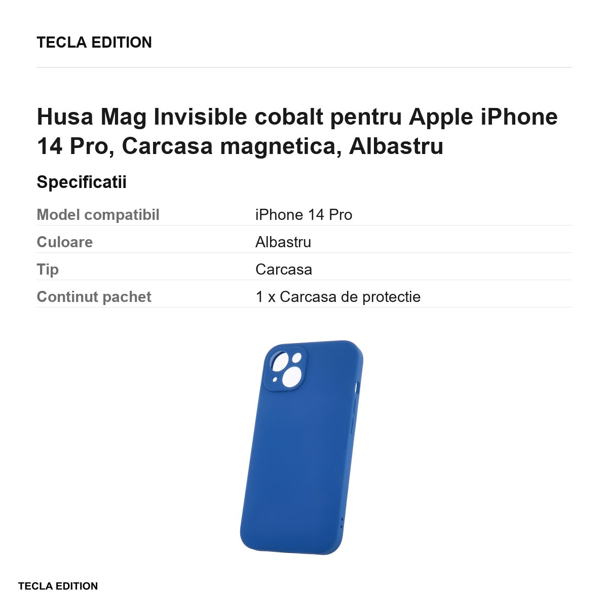 Husa Mag Invisible cobalt pentru Apple iPhone 14 Pro, Carcasa magnetica, Albastru [3]