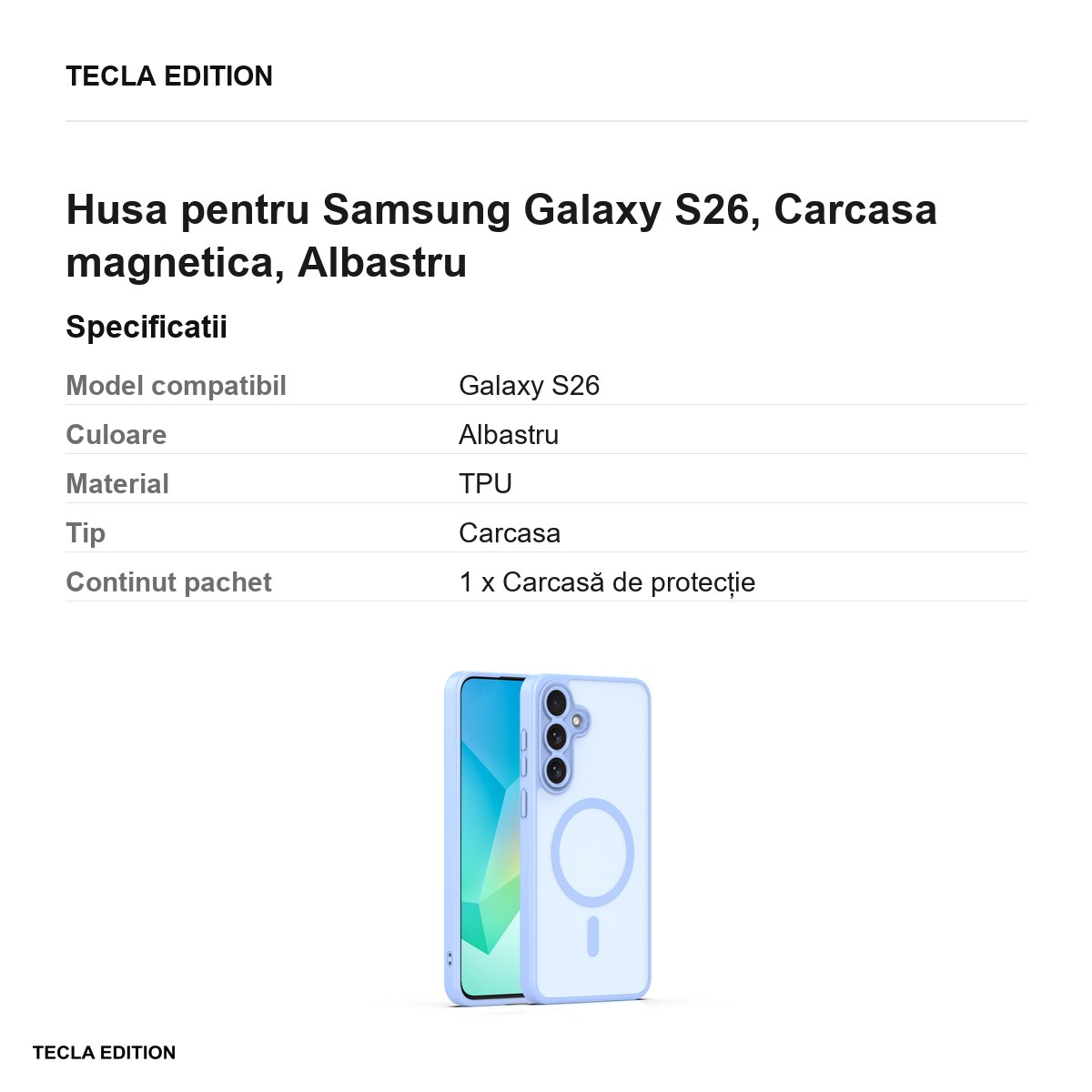 Husa Mag Matt camera pentru Samsung Galaxy S26, Carcasa magnetica, Albastru [3]