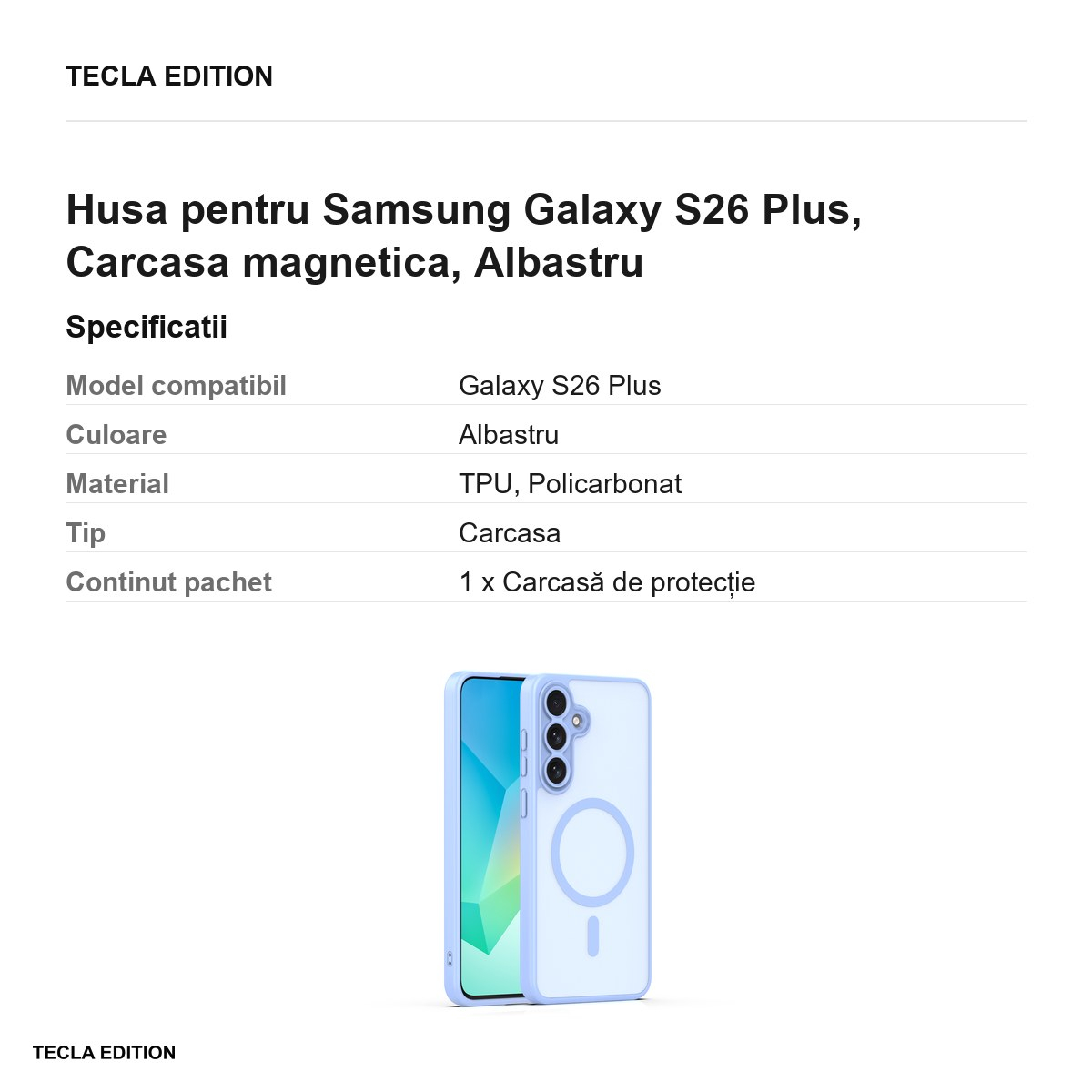 Husa Mag Matt camera pentru Samsung Galaxy S26 Plus, Carcasa magnetica, Albastru [3]