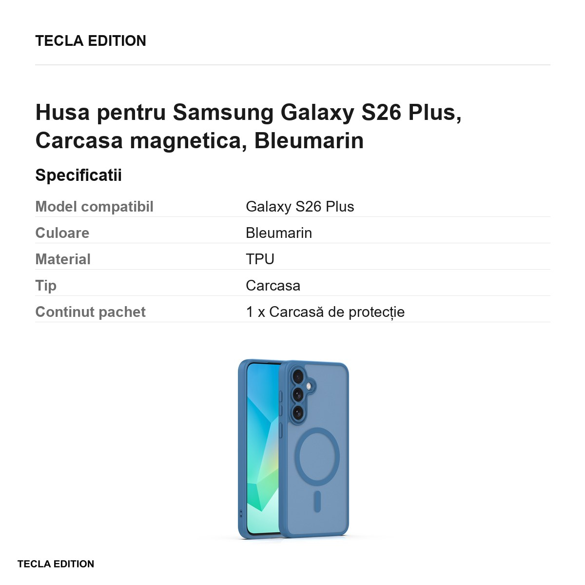 Husa Mag Matt camera pentru Samsung Galaxy S26 Plus, Carcasa magnetica, Bleumarin [3]