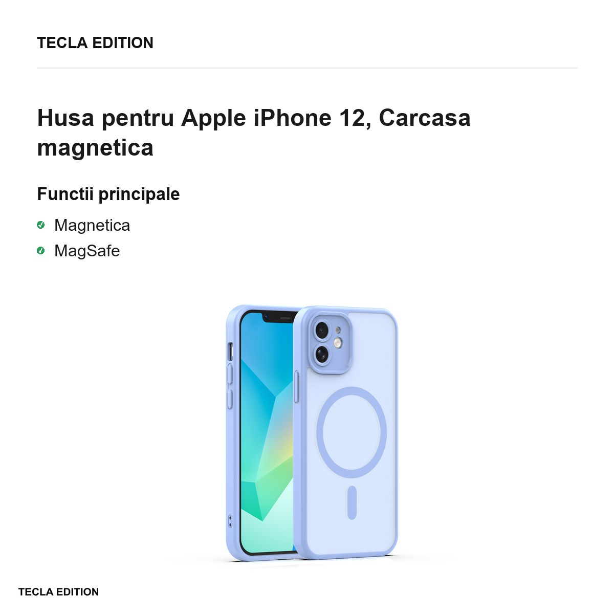 Husa Mag Matt pentru Apple iPhone 12, Carcasa magnetica, Albastru deschis [2]