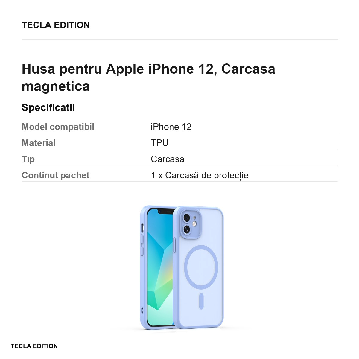 Husa Mag Matt pentru Apple iPhone 12, Carcasa magnetica, Albastru deschis [3]