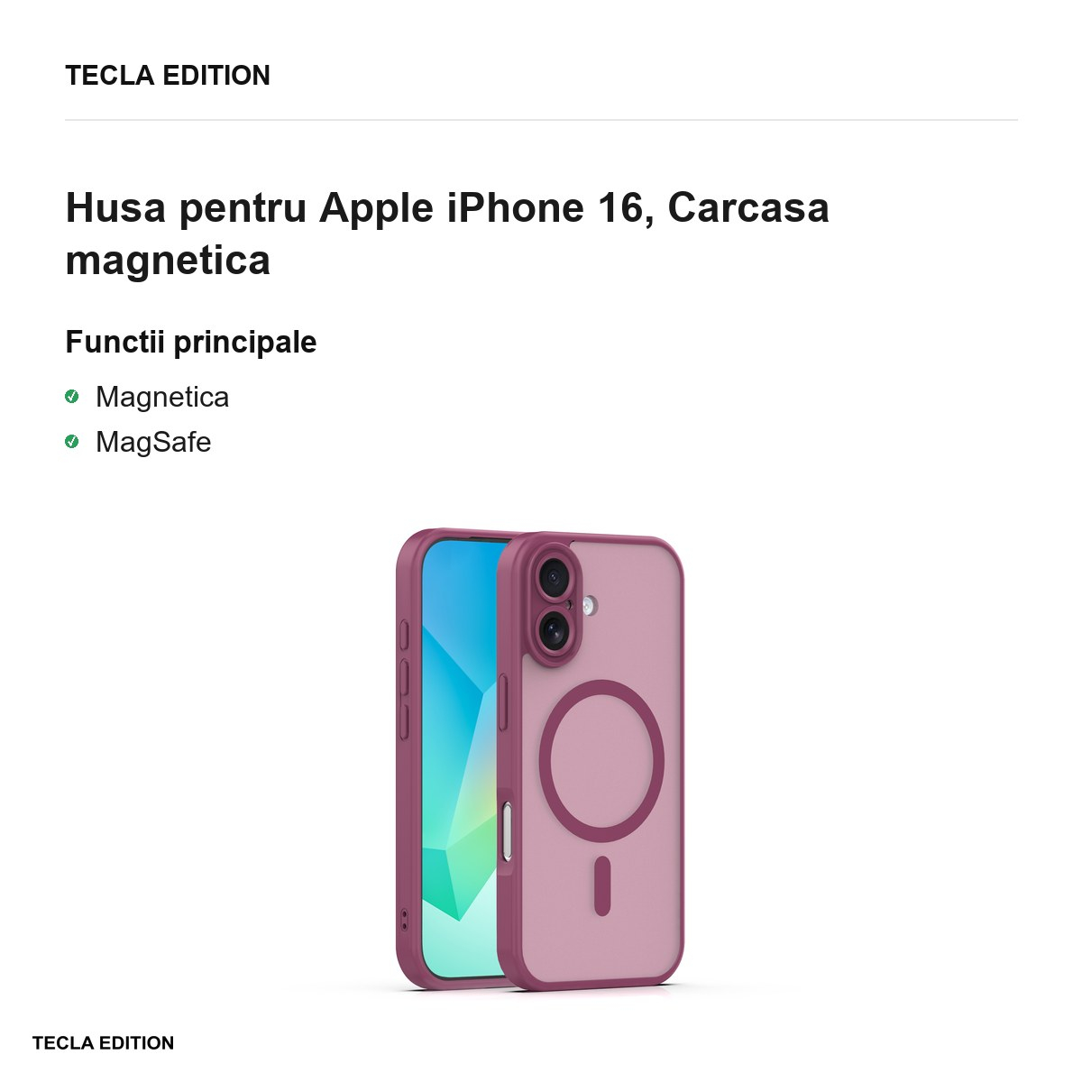 Husa Mag Matt pentru Apple iPhone 16, Carcasa magnetica [2]