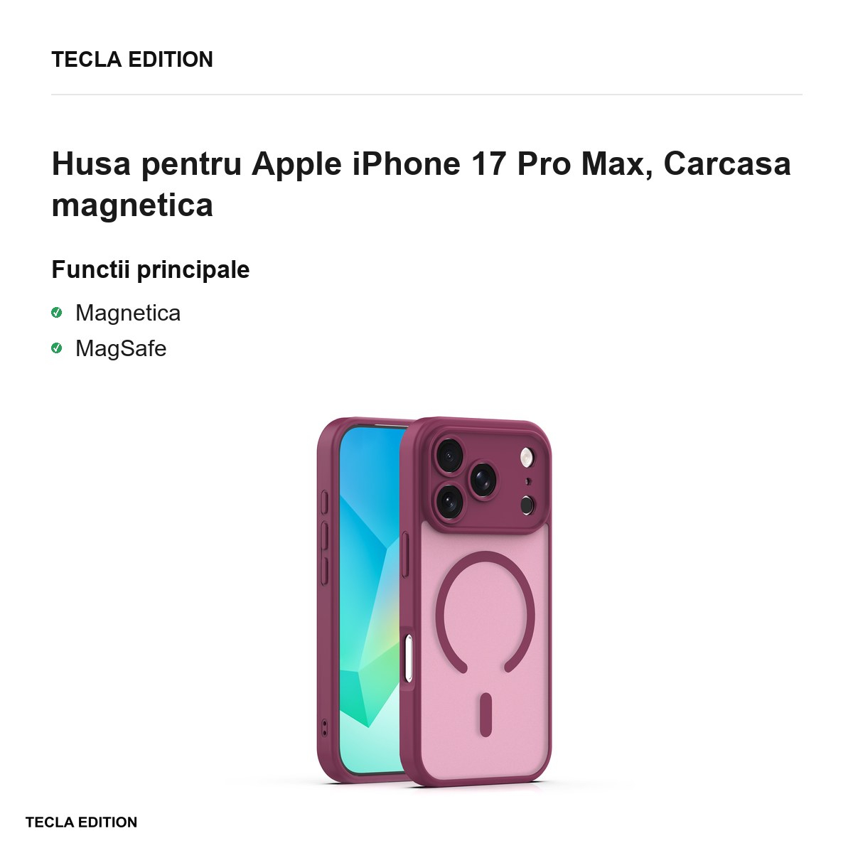 Husa Mag Matt pentru Apple iPhone 17 Pro Max, Carcasa magnetica [2]