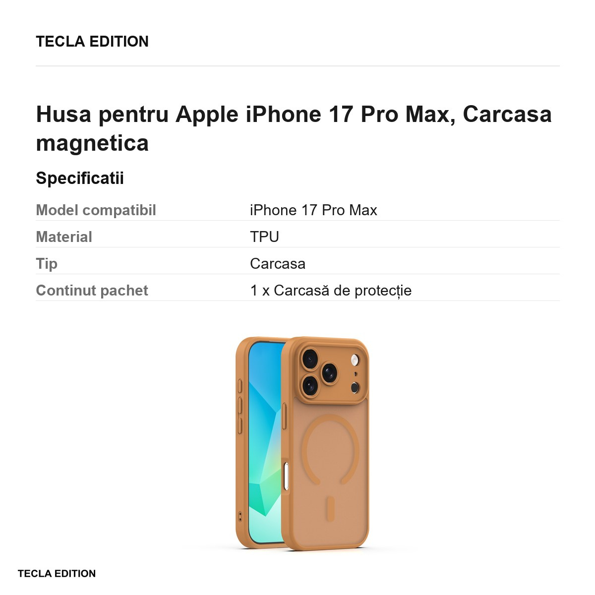 Husa Mag Matt pentru Apple iPhone 17 Pro Max, Carcasa magnetica, Maro [3]