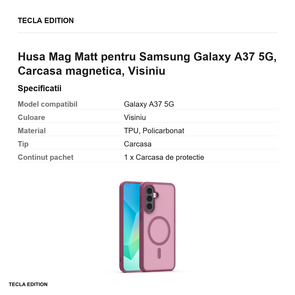 Husa Mag Matt pentru Samsung Galaxy A37 5G, Carcasa magnetica, Visiniu [3]