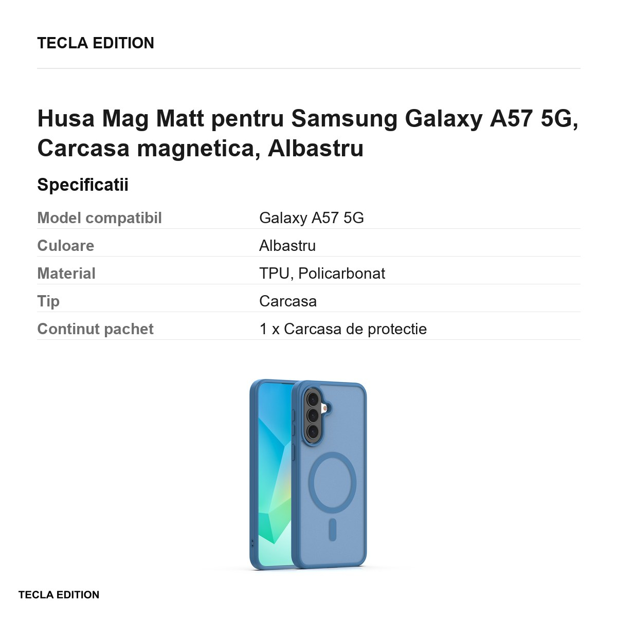 Husa Mag Matt pentru Samsung Galaxy A57 5G, Carcasa magnetica, Albastru [3]