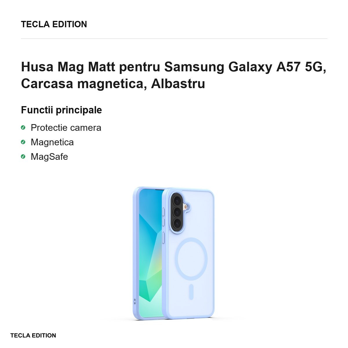 Husa Mag Matt pentru Samsung Galaxy A57 5G, Carcasa magnetica, Albastru [2]