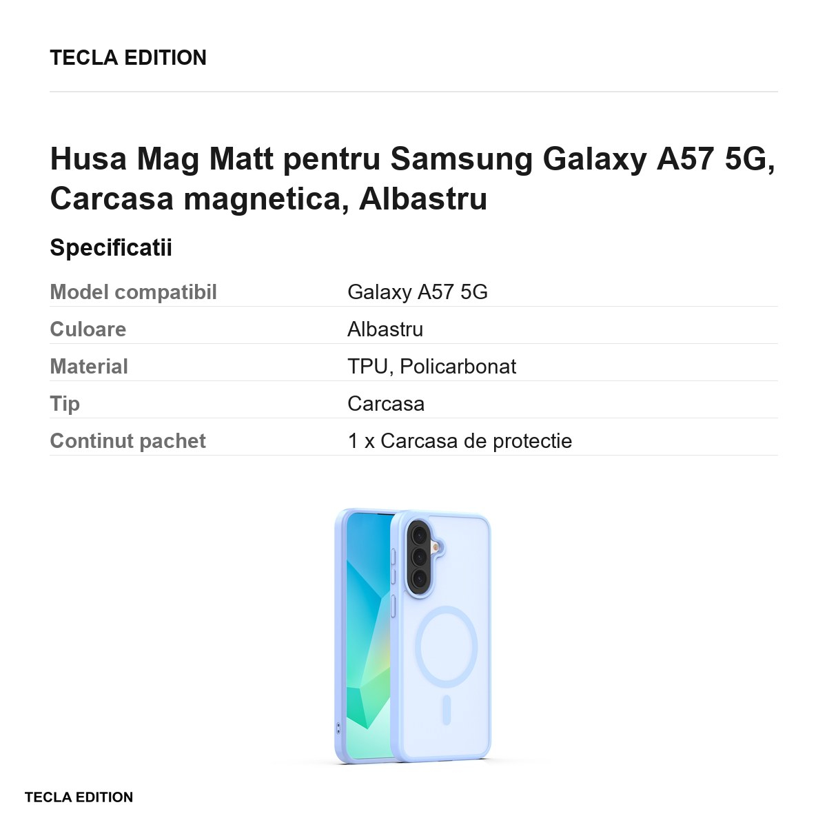 Husa Mag Matt pentru Samsung Galaxy A57 5G, Carcasa magnetica, Albastru [3]