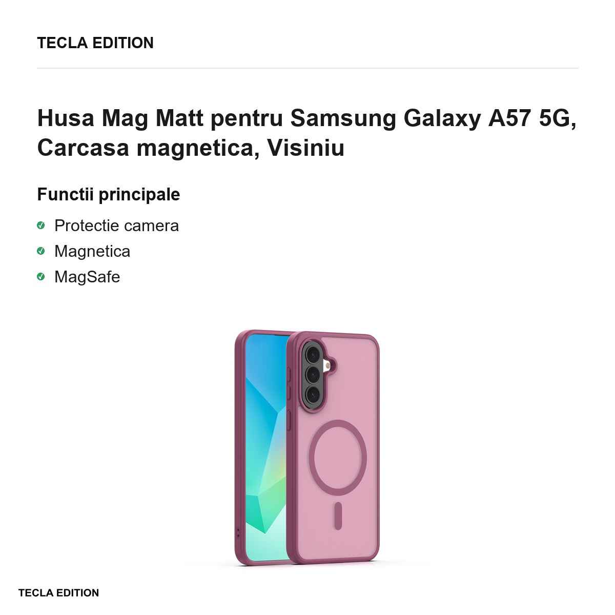 Husa Mag Matt pentru Samsung Galaxy A57 5G, Carcasa magnetica, Visiniu [2]