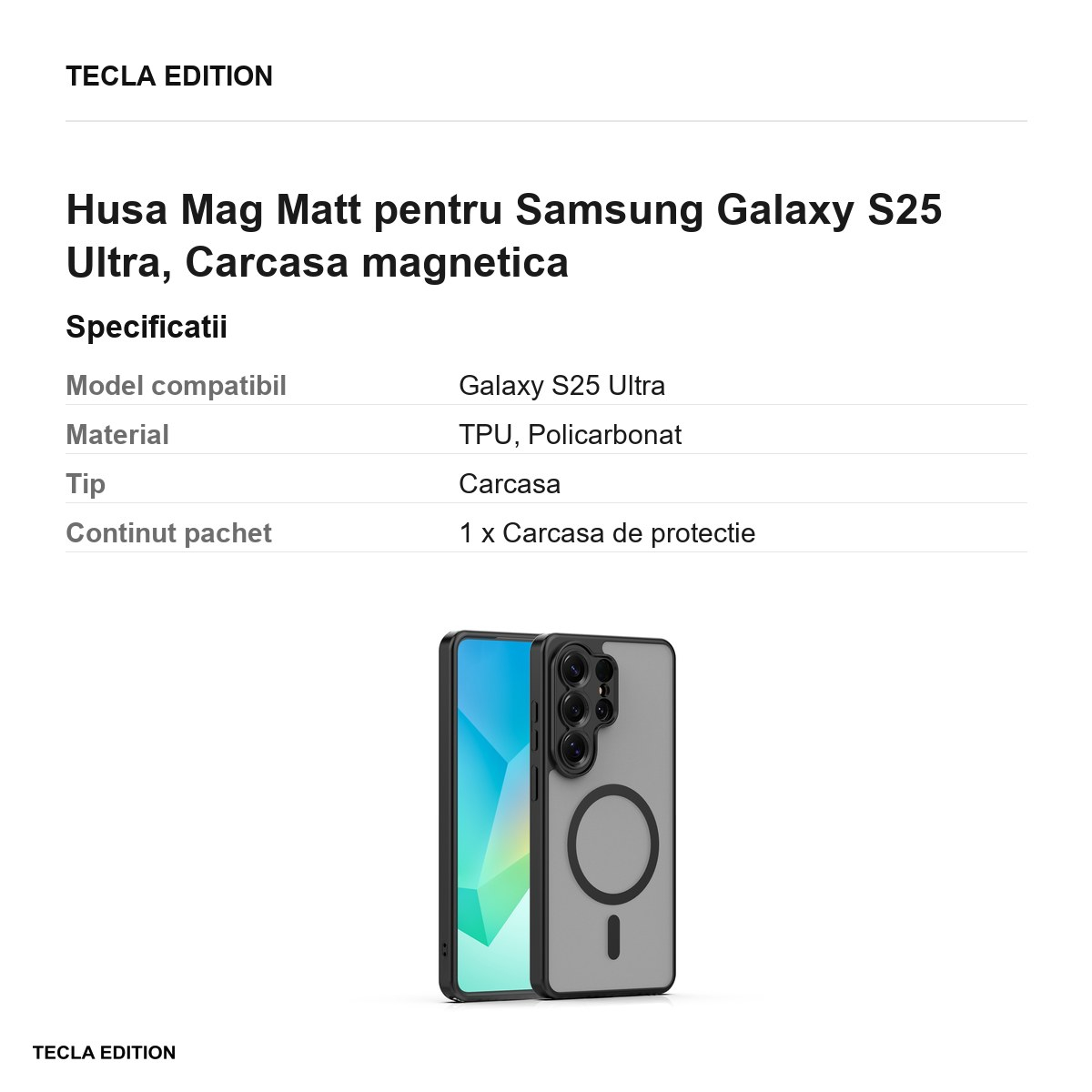 Husa Mag Matt pentru Samsung Galaxy S25 Ultra, Carcasa magnetica, Negru [3]