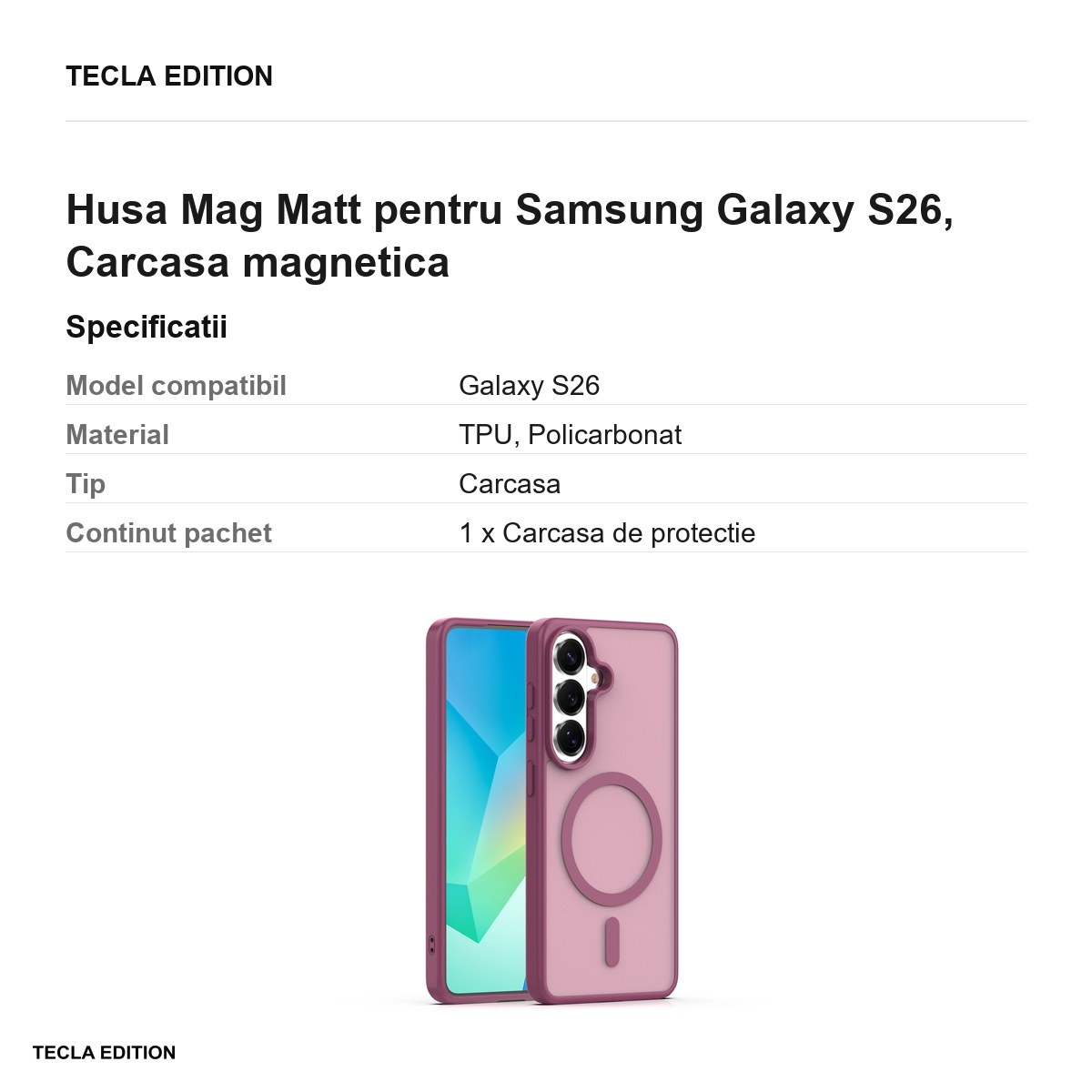 Husa Mag Matt pentru Samsung Galaxy S26, Carcasa magnetica [3]