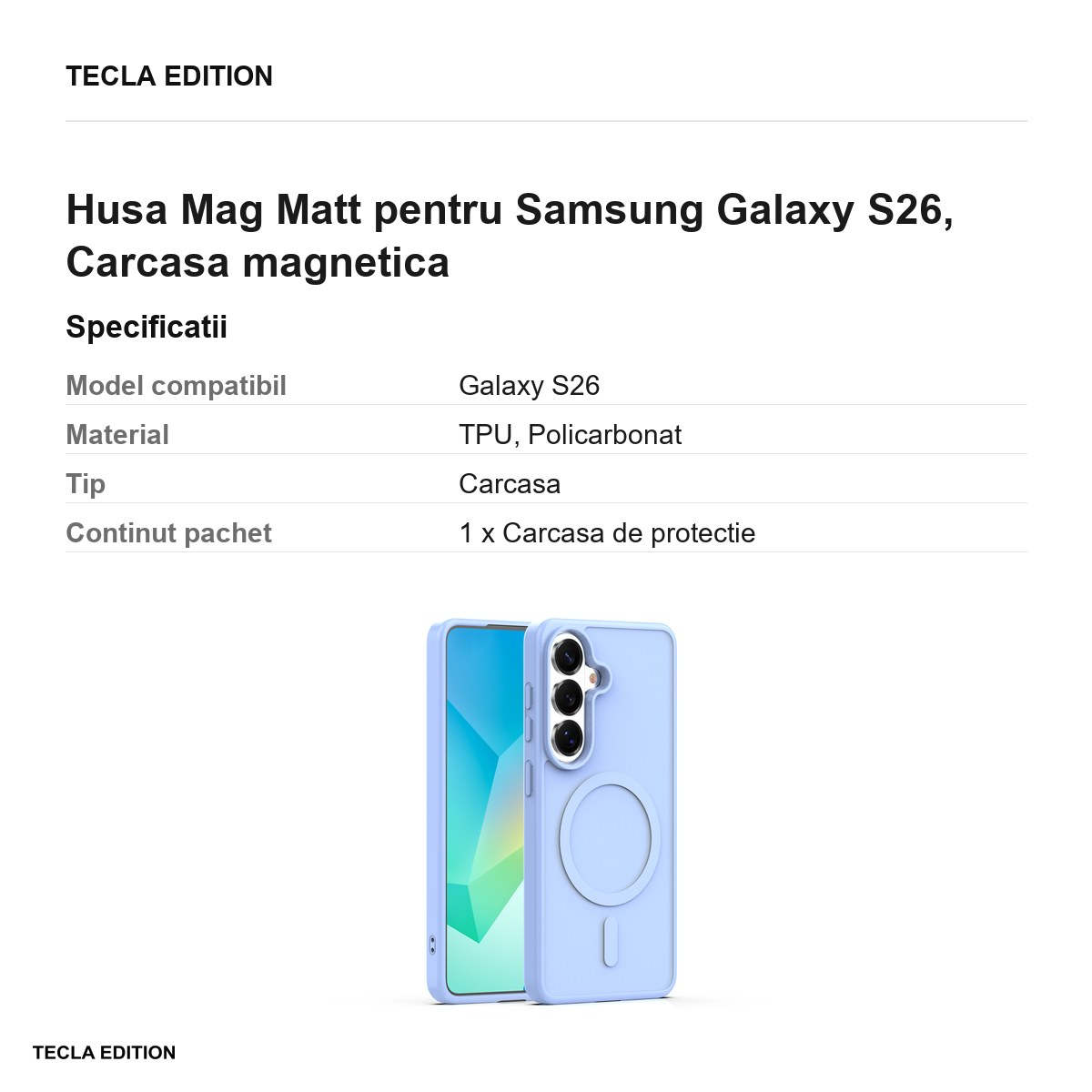 Husa Mag Matt pentru Samsung Galaxy S26, Carcasa magnetica, Albastru deschis [3]
