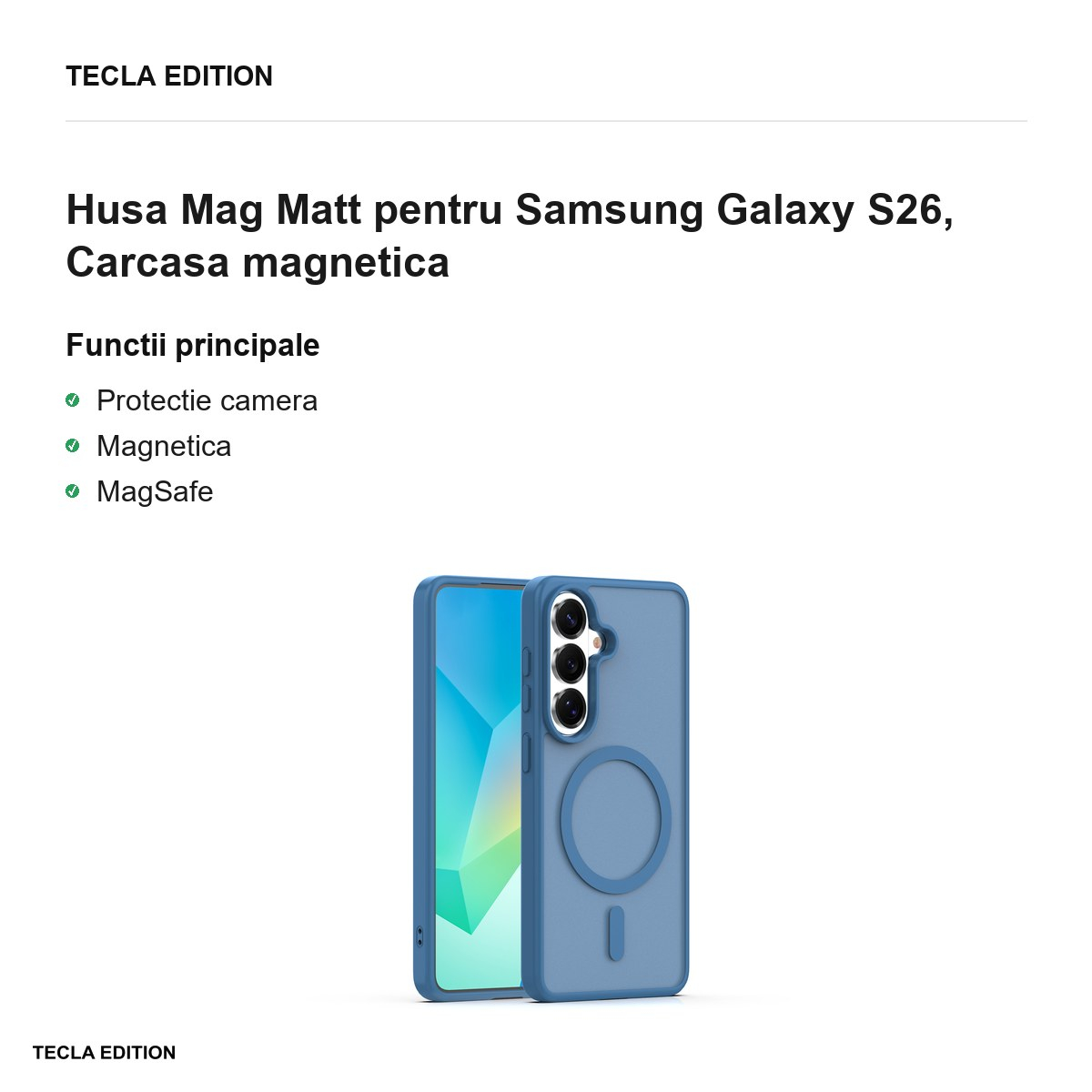 Husa Mag Matt pentru Samsung Galaxy S26, Carcasa magnetica, Albastru inchis [2]