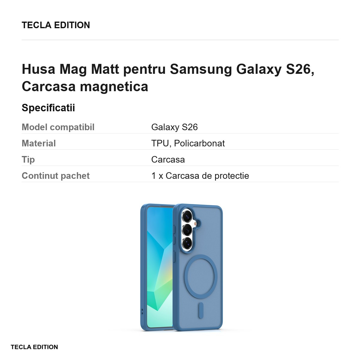 Husa Mag Matt pentru Samsung Galaxy S26, Carcasa magnetica, Albastru inchis [3]