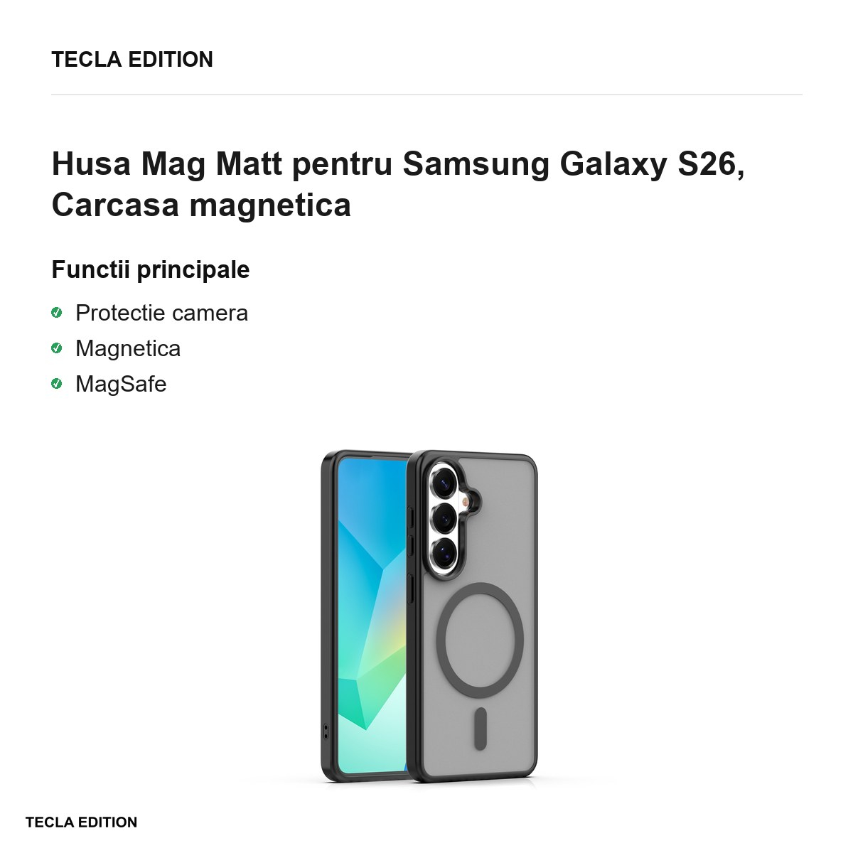 Husa Mag Matt pentru Samsung Galaxy S26, Carcasa magnetica, Negru [2]