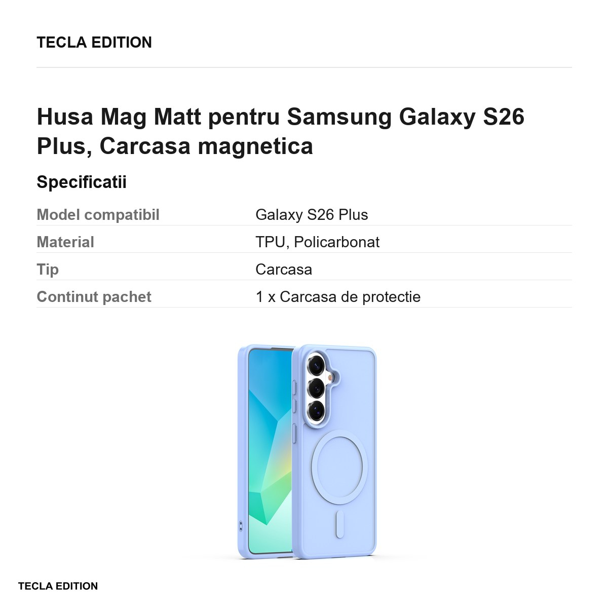 Husa Mag Matt pentru Samsung Galaxy S26 Plus, Carcasa magnetica, Albastru deschis [3]