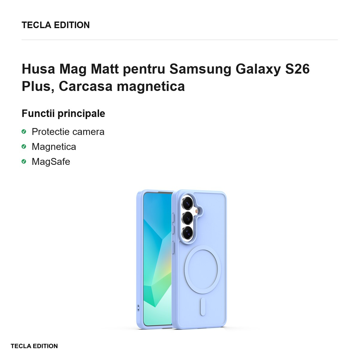 Husa Mag Matt pentru Samsung Galaxy S26 Plus, Carcasa magnetica, Albastru deschis [2]