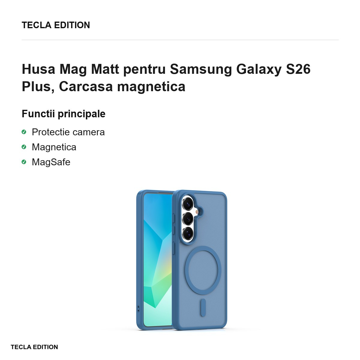 Husa Mag Matt pentru Samsung Galaxy S26 Plus, Carcasa magnetica, Albastru inchis [2]