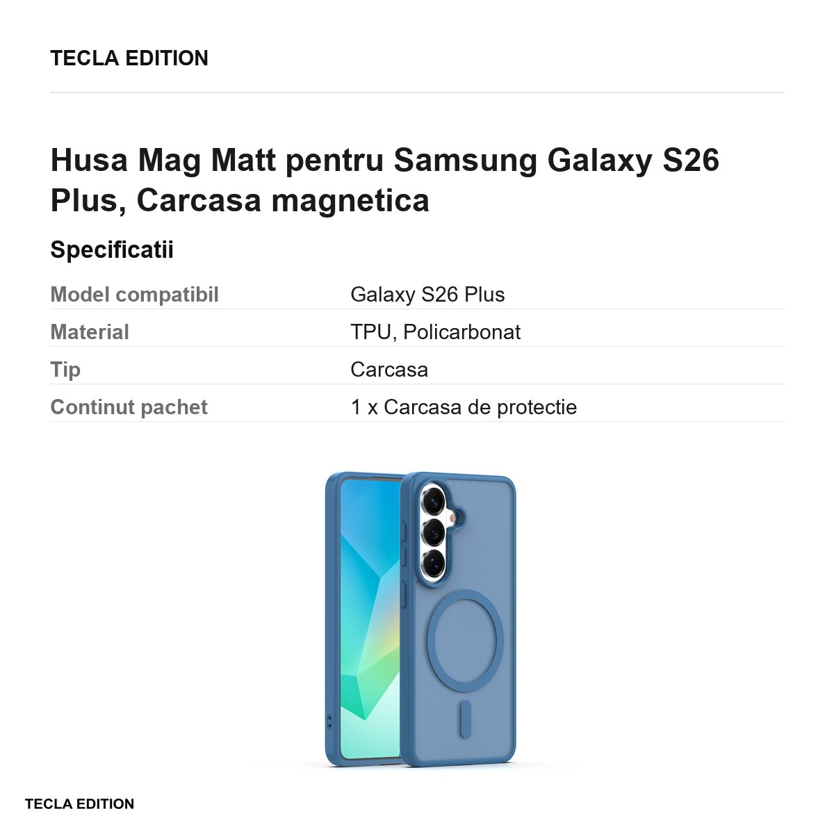 Husa Mag Matt pentru Samsung Galaxy S26 Plus, Carcasa magnetica, Albastru inchis [3]