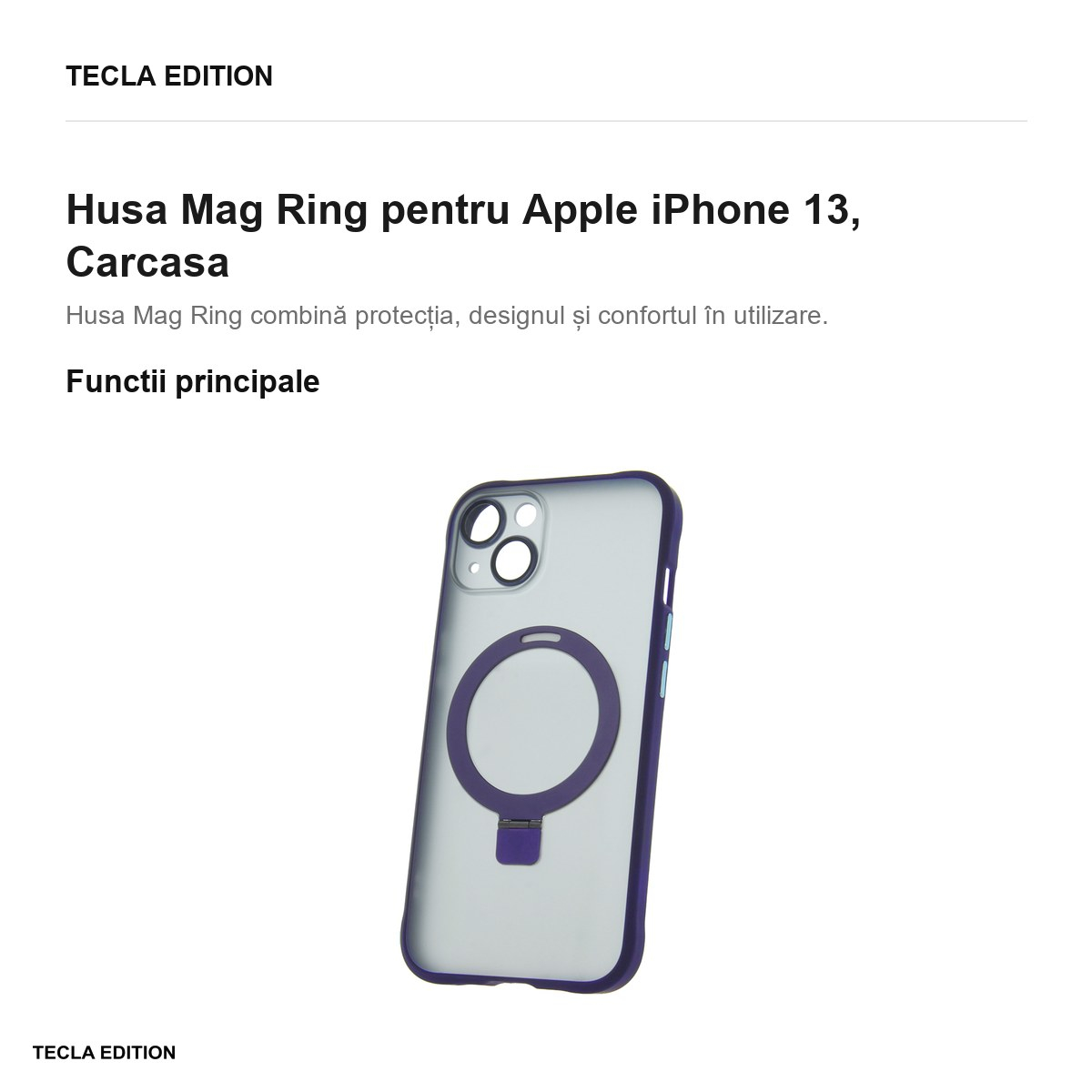 Husa Mag Ring pentru Apple iPhone 13, Carcasa, Violet [2]