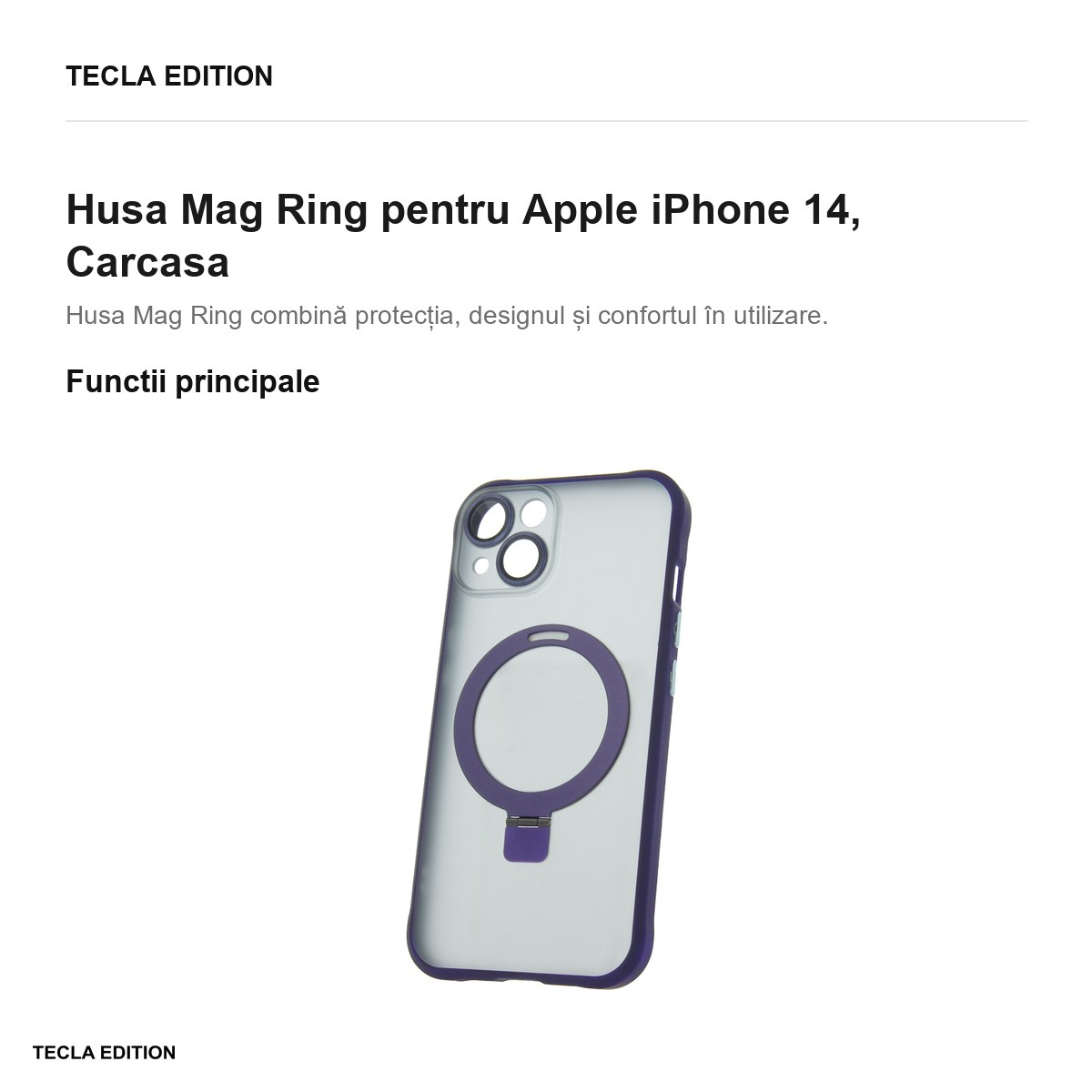 Husa Mag Ring pentru Apple iPhone 14, Carcasa, Violet [2]