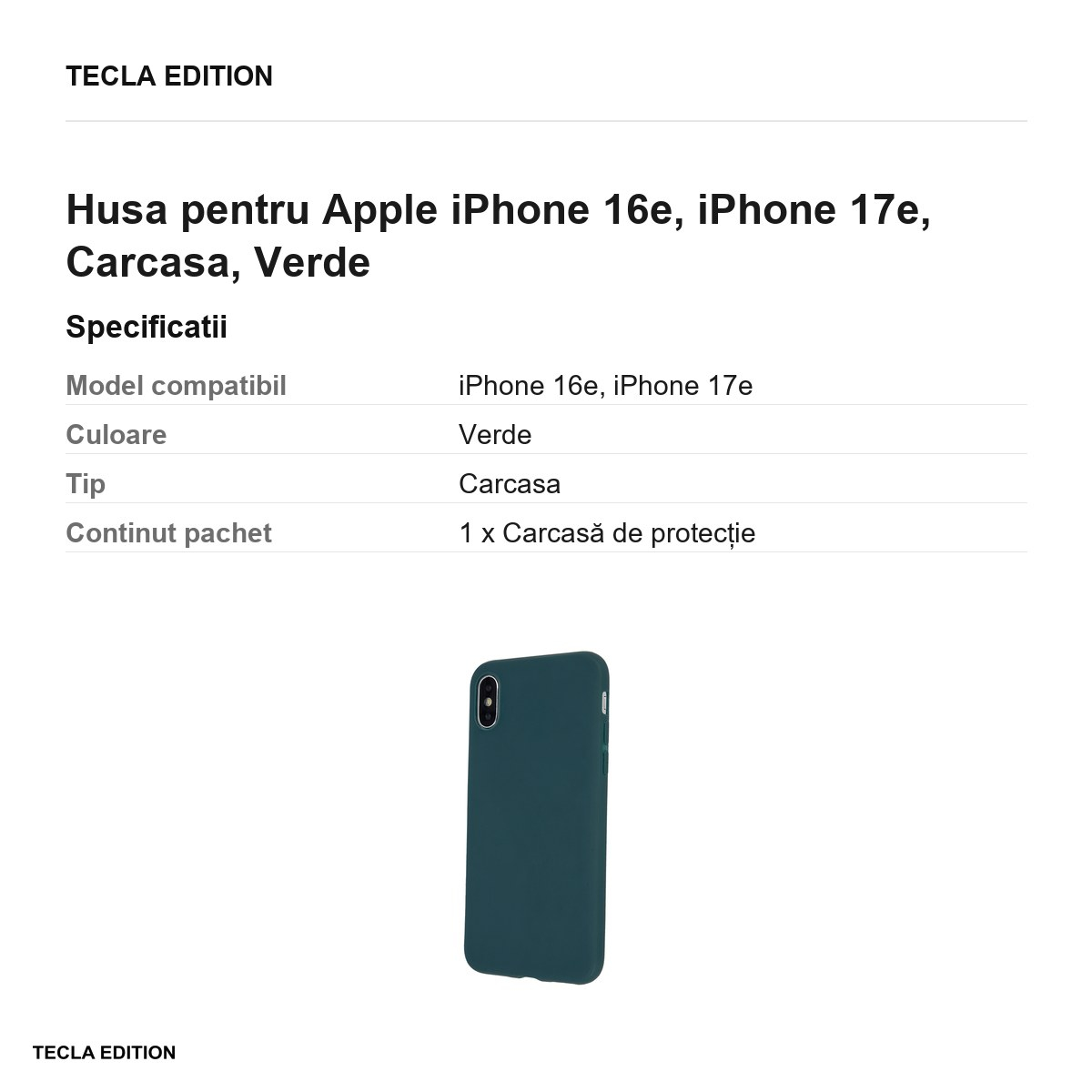 Husa Matt TPU forest pentru Apple iPhone 16e, iPhone 17e, Carcasa, Verde [3]