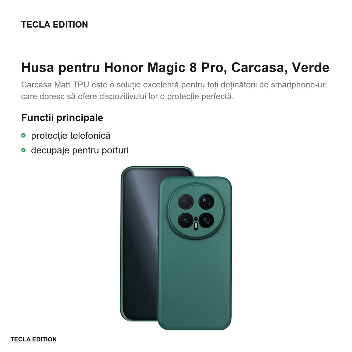 Husa Matt TPU forest pentru Honor Magic 8 Pro, Carcasa, Verde [2]