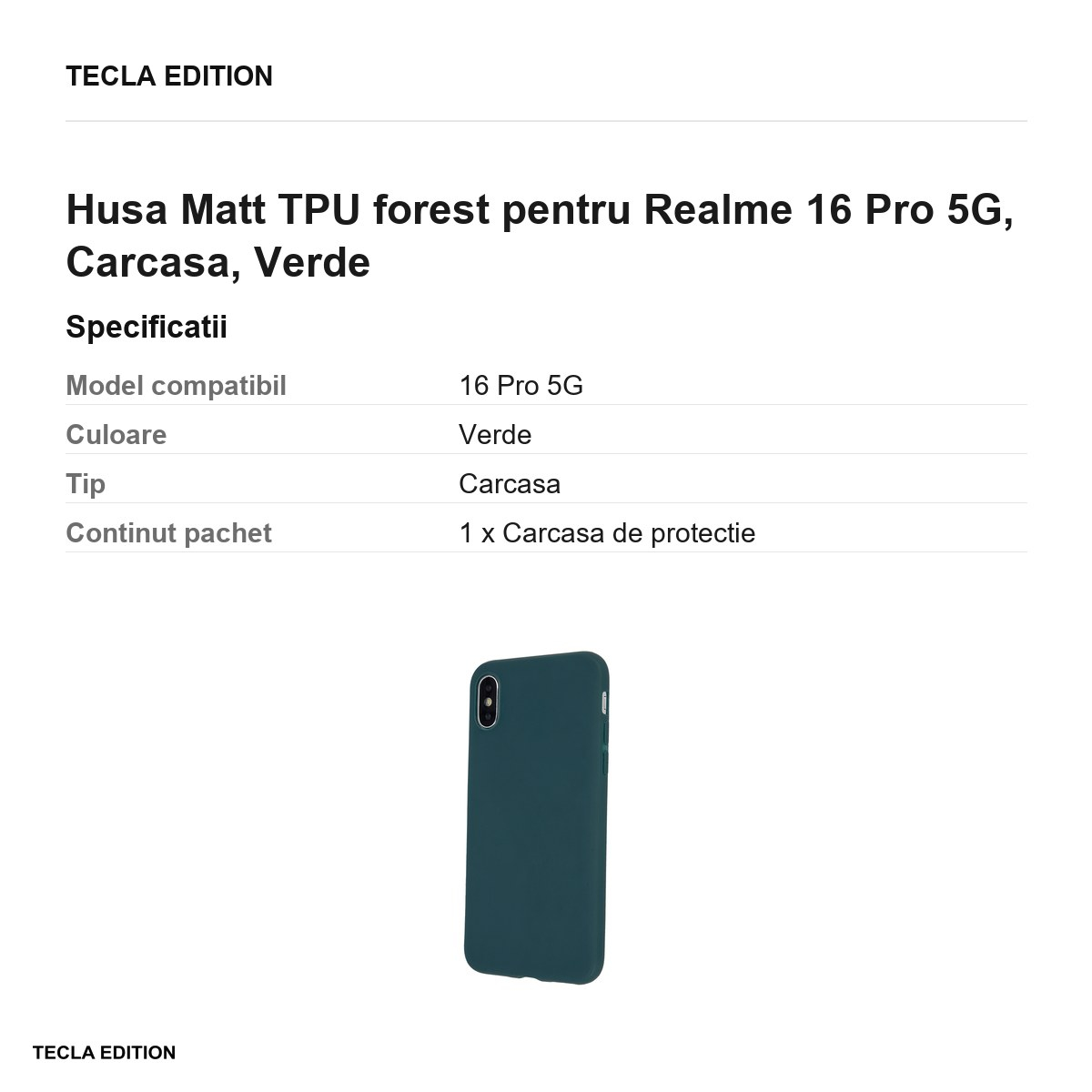 Husa Matt TPU forest pentru Realme 16 Pro 5G, Carcasa, Verde [3]