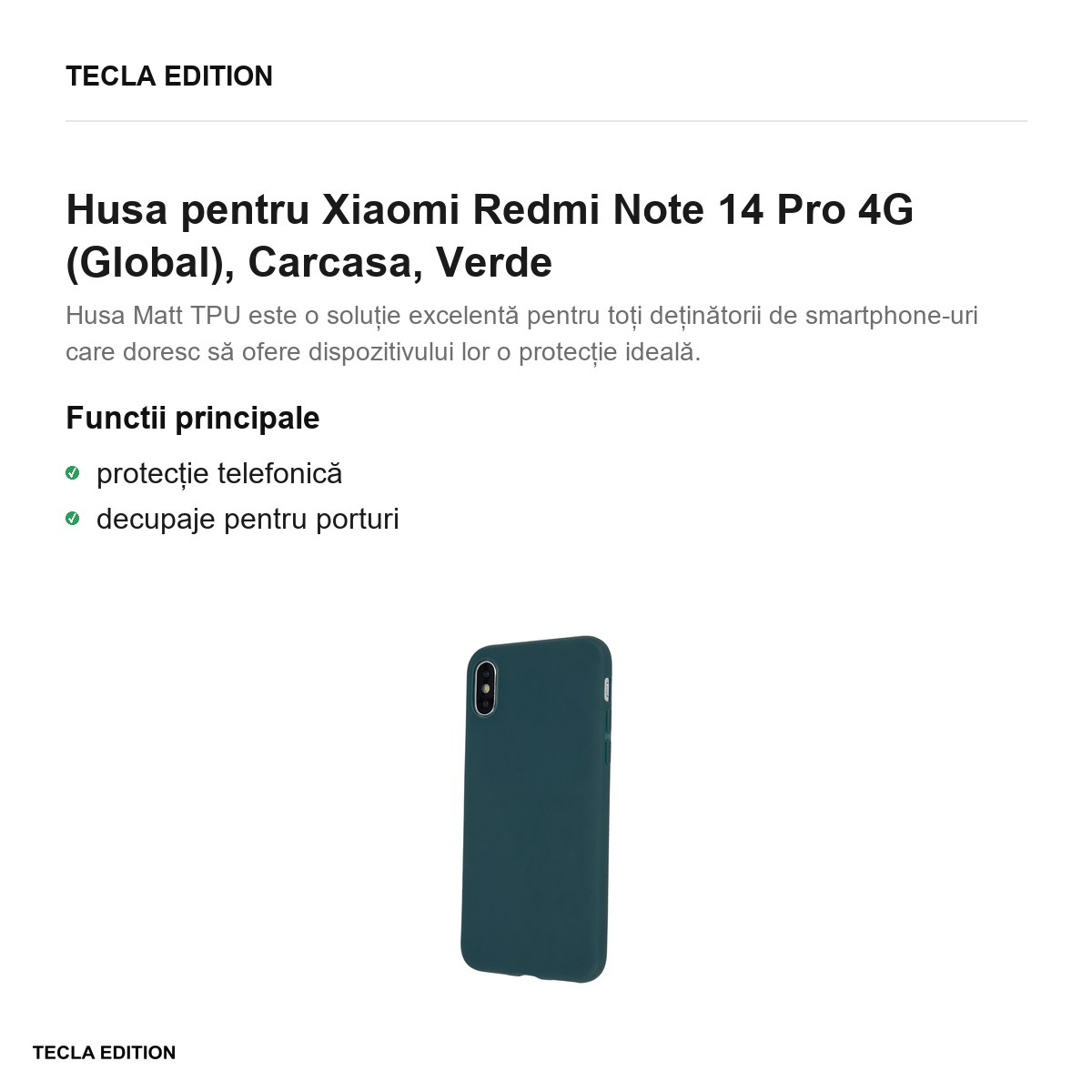 Husa Matt TPU forest pentru Xiaomi Redmi Note 14 Pro 4G (Global), Carcasa, Verde [2]