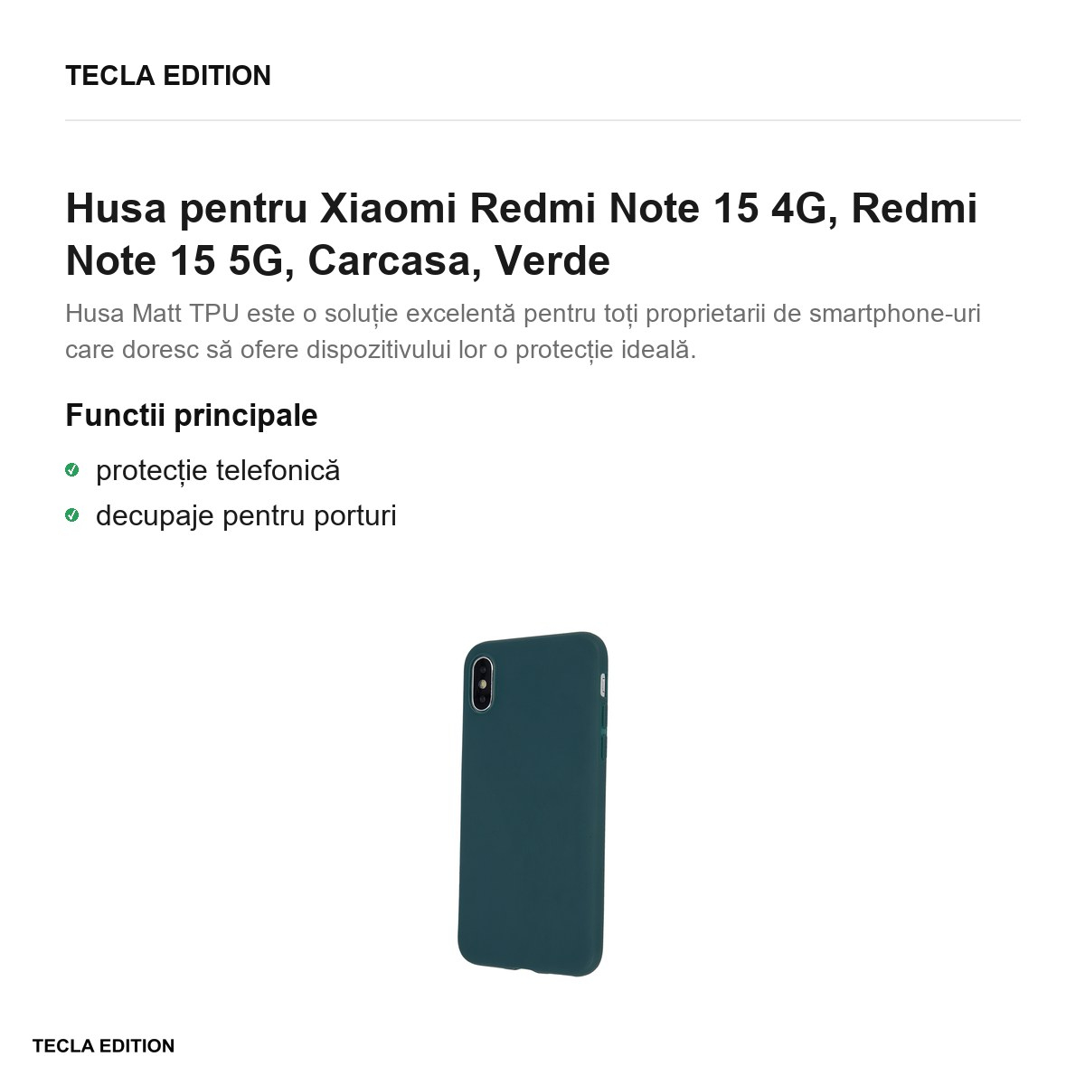 Husa Matt TPU forest pentru Xiaomi Redmi Note 15 4G, Redmi Note 15 5G, Carcasa, Verde [2]