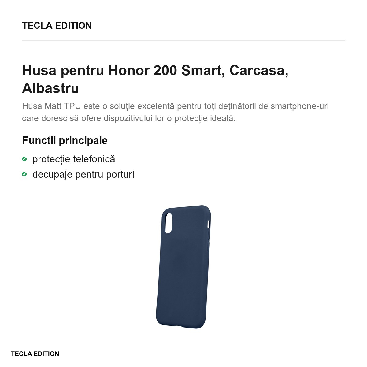 Husa Matt TPU pentru Honor 200 Smart, Carcasa, Albastru [2]
