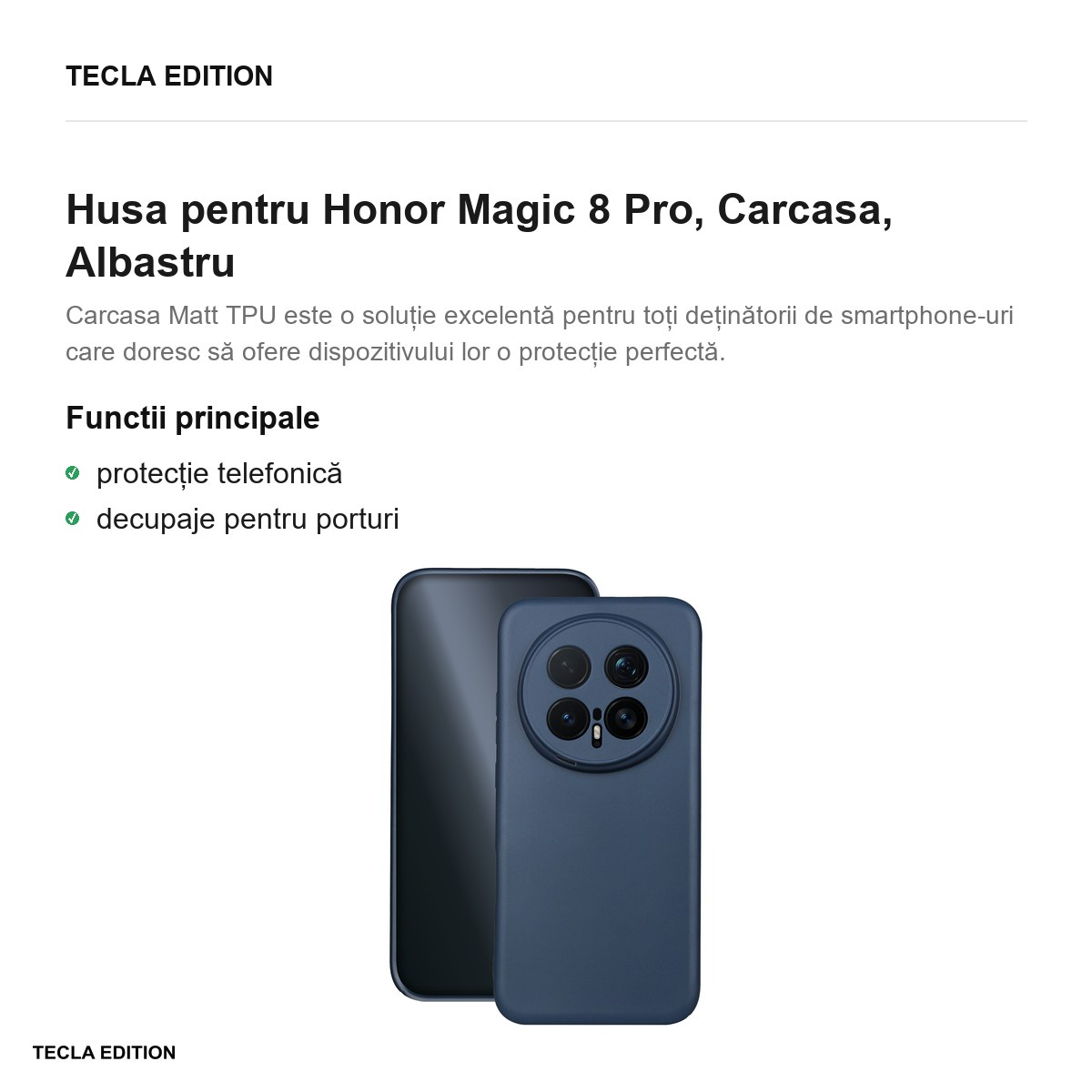 Husa Matt TPU pentru Honor Magic 8 Pro, Carcasa, Albastru [2]