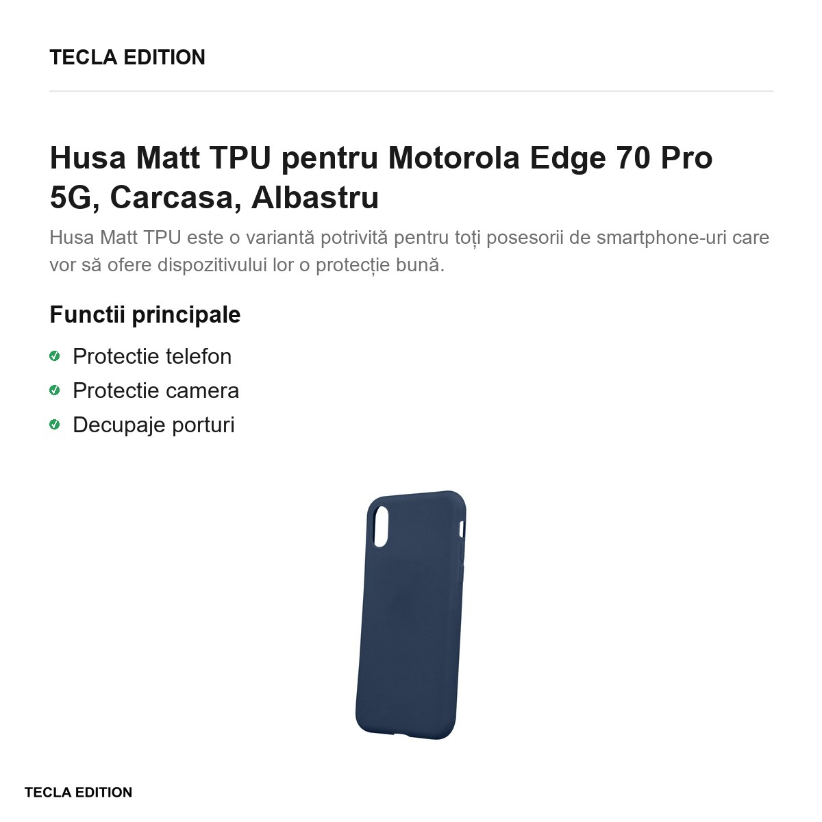 Husa Matt TPU pentru Motorola Edge 70 Pro 5G, Carcasa, Albastru [2]
