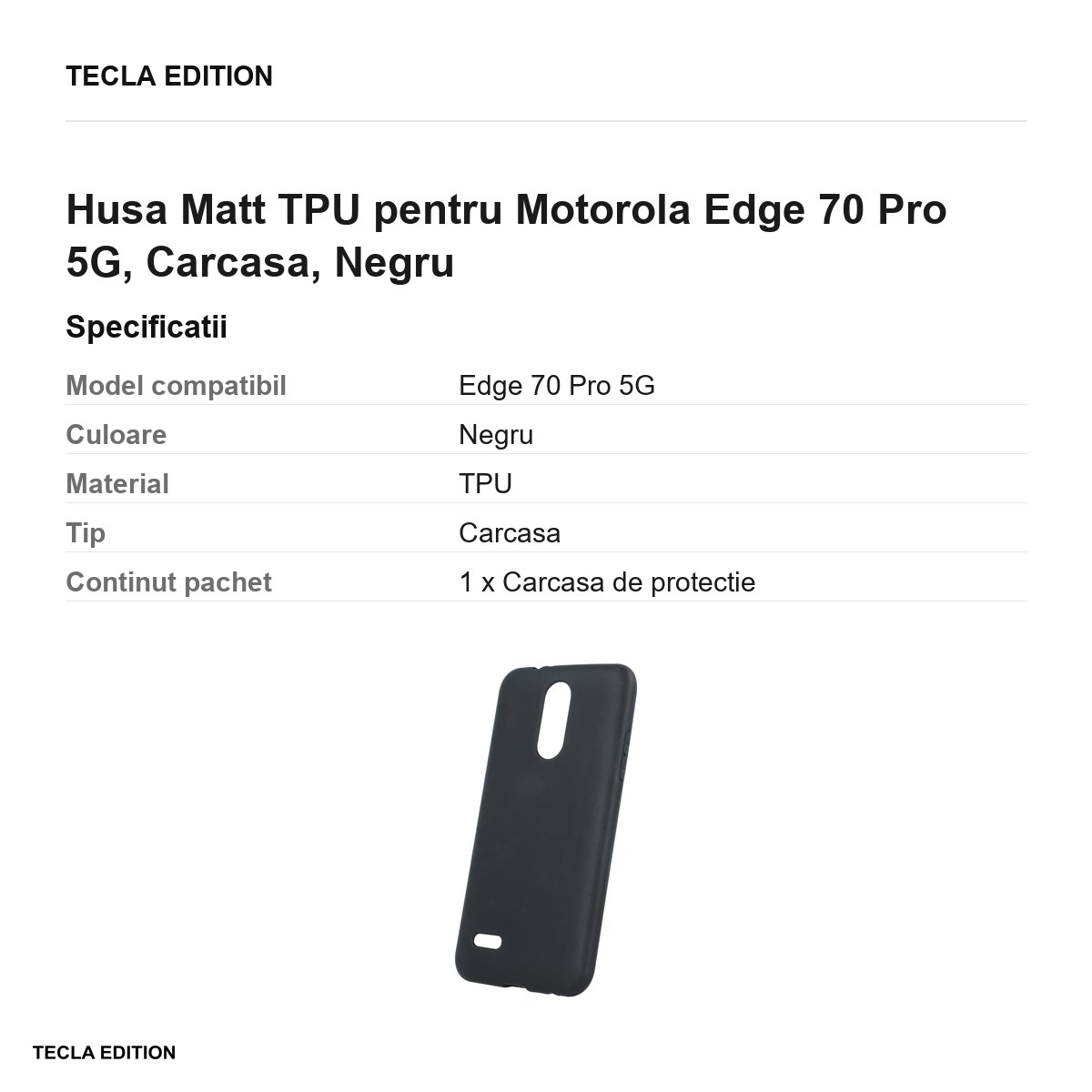 Husa Matt TPU pentru Motorola Edge 70 Pro 5G, Carcasa, Negru [3]