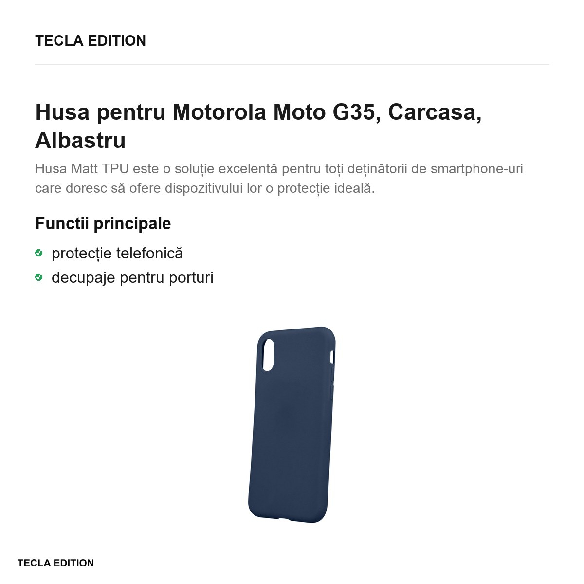 Husa Matt TPU pentru Motorola Moto G35, Carcasa, Albastru [2]