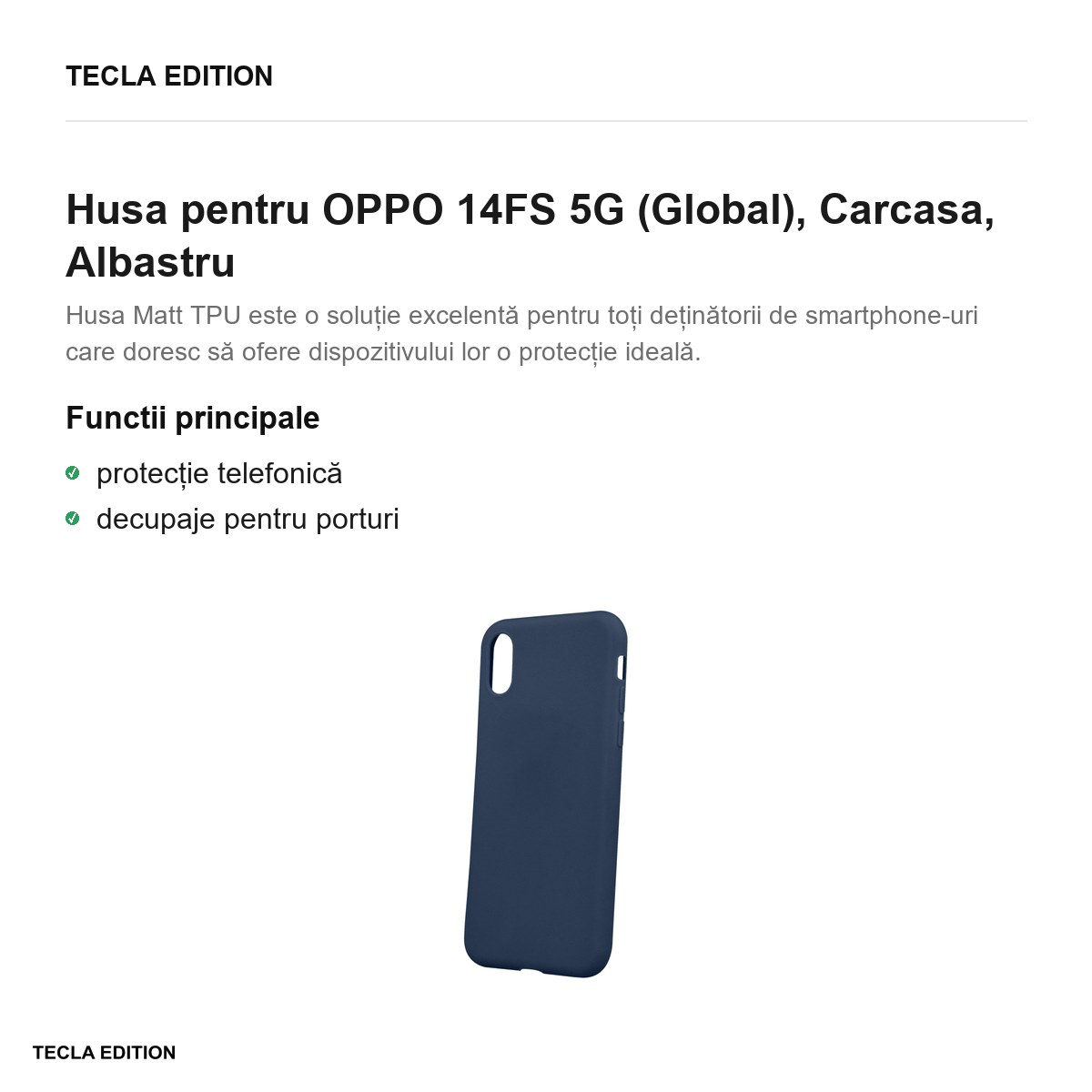 Husa Matt TPU pentru OPPO 14FS 5G (Global), Carcasa, Albastru [2]