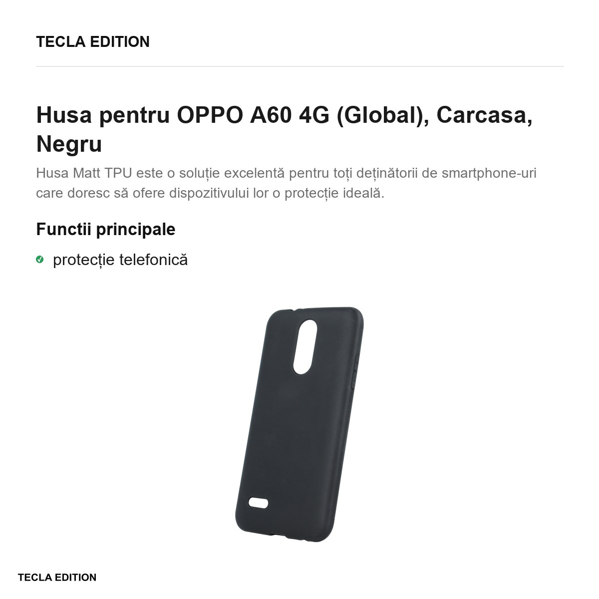 Husa Matt TPU pentru OPPO A60 4G (Global), Carcasa, Negru [2]
