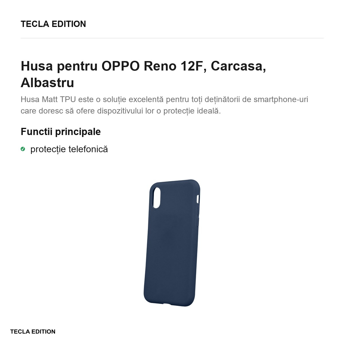 Husa Matt TPU pentru OPPO Reno 12F, Carcasa, Albastru [2]
