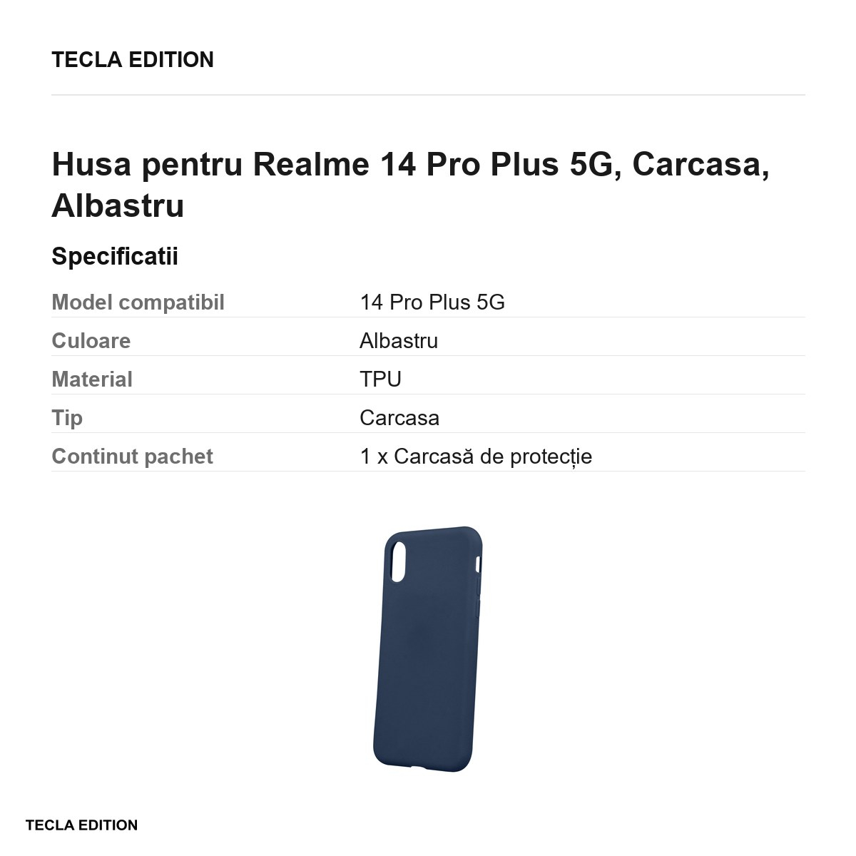 Husa Matt TPU pentru Realme 14 Pro Plus 5G, Carcasa, Albastru [3]