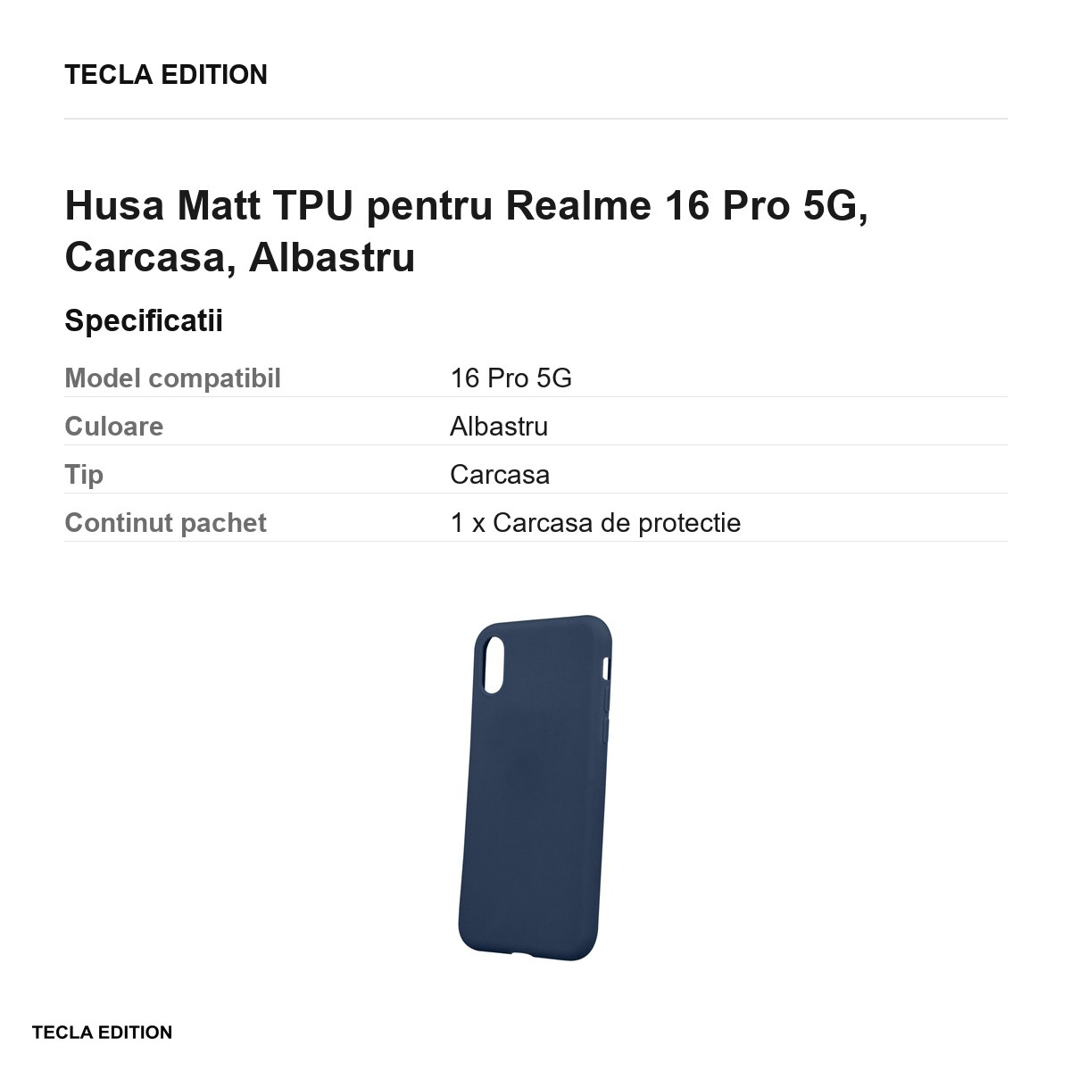Husa Matt TPU pentru Realme 16 Pro 5G, Carcasa, Albastru [3]