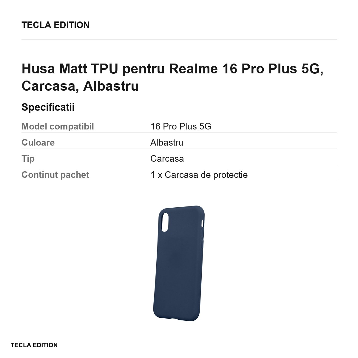 Husa Matt TPU pentru Realme 16 Pro Plus 5G, Carcasa, Albastru [3]