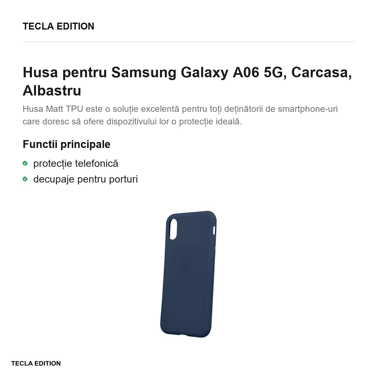 Husa Matt TPU pentru Samsung Galaxy A06 5G, Carcasa, Albastru [2]