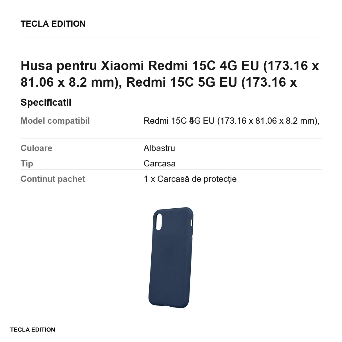 Husa Matt TPU pentru Xiaomi Redmi 15C 4G EU, Redmi 15C 5G EU, Carcasa, Albastru [3]